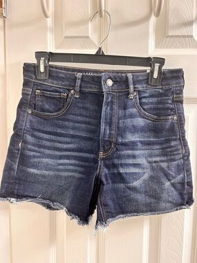 American Eagle Outfitters Dark Blue Distressed Denim Shorts